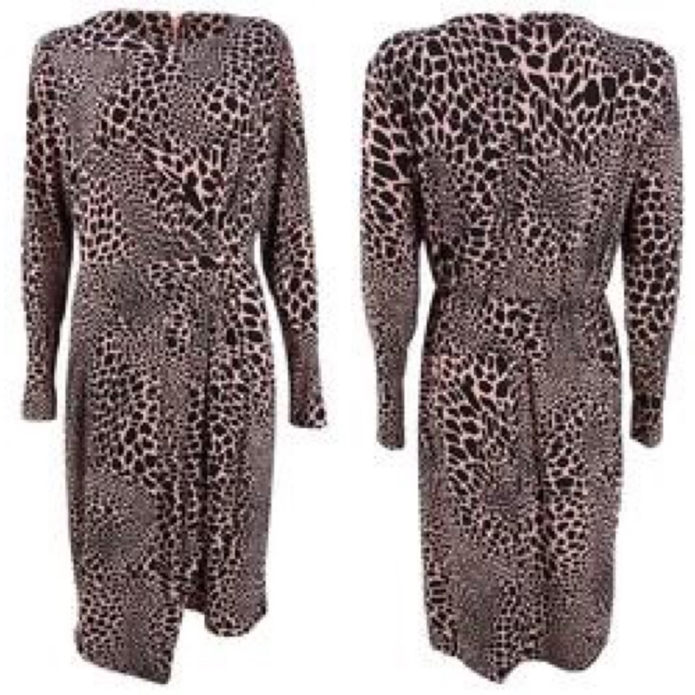 Alfani Faux Wrap Pink Animal Print Midi Dress